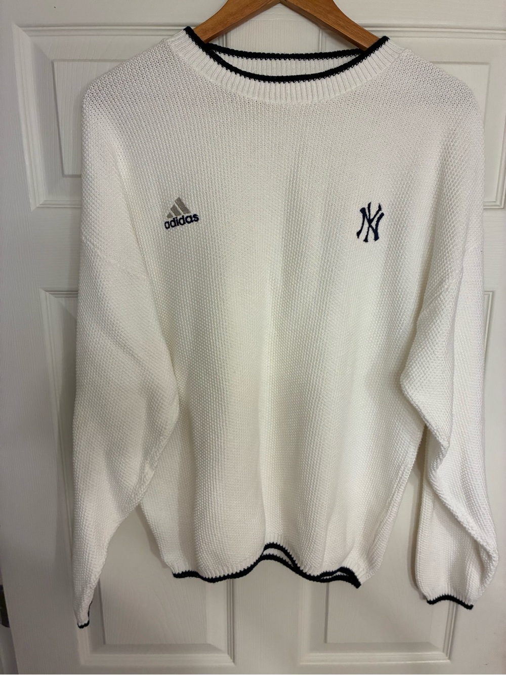 Vintage Adidas and NY Yankee Collaboration 100% Cotton Pullover Sweater